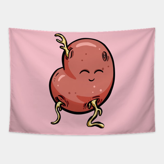 Potato People! Cartoon Red Potato Garden Tips Toons Tapestry by Garden Tips Toons