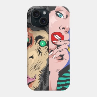 Dope four panels of animal, human skulls and robots illustration Phone Case