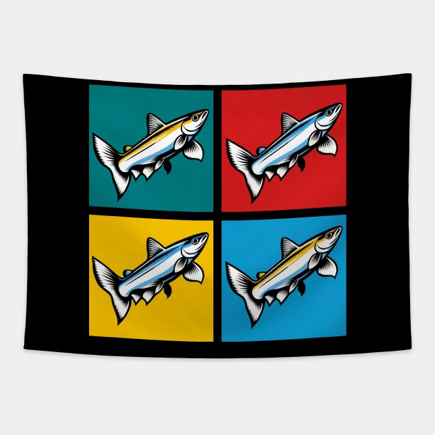 Pop White Cloud Mountain Minnow - Cool Aquarium Fish Tapestry by PawPopArt