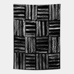 White and Black Minimal Lines - Abstract Charcoal Drawing Tapestry