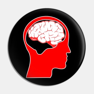 Look Forward, Think Back - Reversed Brain - red white Pin