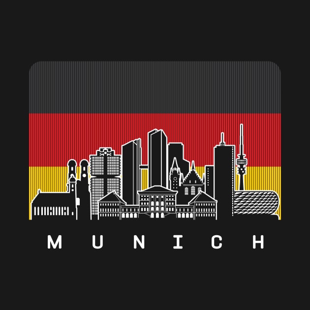 Munich Germany Skyline German Flag by travel2xplanet