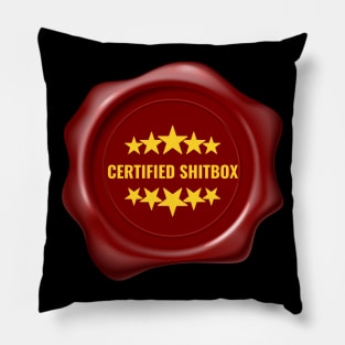 Certified Shitbox - Red Seal With Stars And White Text Circle Design Pillow