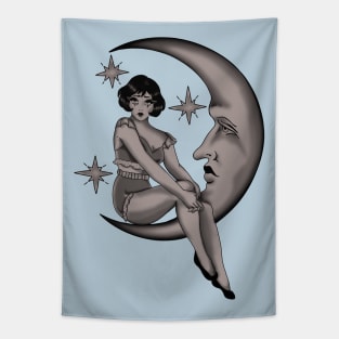 Tattoo Woman on the Moon Tapestry