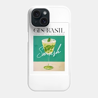 Gin Basil Smash Retro Poster Classic Bar Prints, Vintage Drinks, Recipe, Wall Art Phone Case