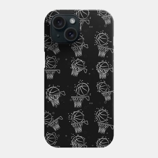 Basketball - Ball and Hoop Pattern on Black Background Phone Case