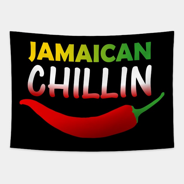 Jamaican Chillin Chili Pepper Pun Tapestry by Jahmar Anderson