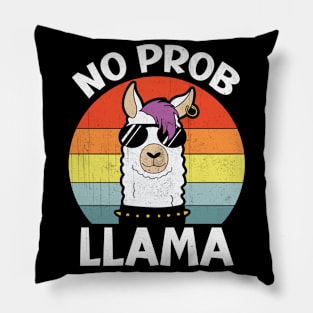 Retro Punk No Prob Llama No Problama Lamaste Lama Lover Pillow