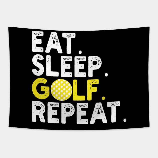 eat sleep golf repeat Tapestry by mdr design