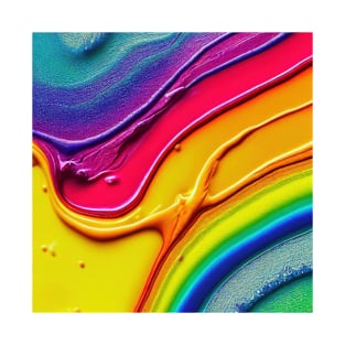 Liquid Colors Flowing Infinitely - Heavy Texture Swirling Thick Wet Paint - Abstract Inspirational Rainbow Drips T-Shirt