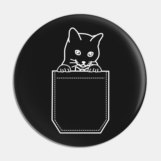 Cute Cat In My Pocket - White Pin by 4U2NV-LDN