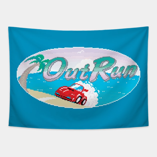 Outrun Logo Tapestry by GraphicGibbon