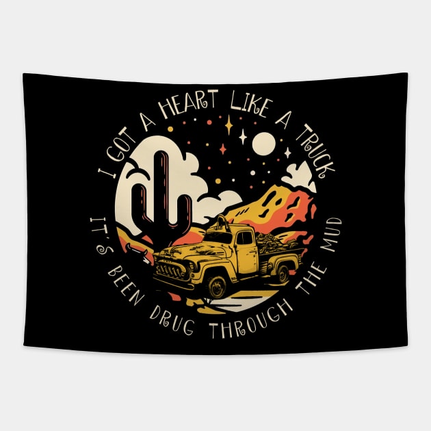 Vintage I Got A Heart Like A Truck Lover Gift Tapestry by DesignDRart