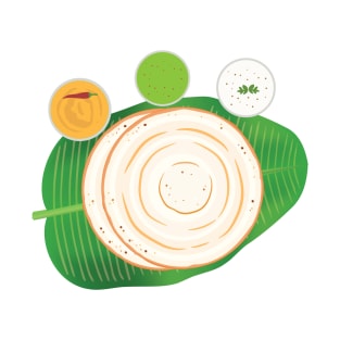 Masala Dosa Idli Churtney on Banana Leaf Indian Food T-Shirt