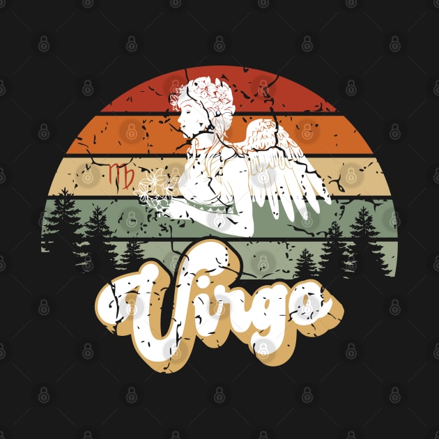 Virgo Zodiac Sign - Distressed Retro Sunset by NoNameBoy