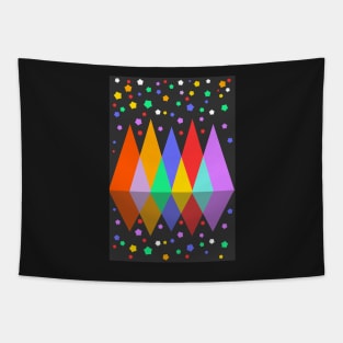 Colorful mountains and hexagons Tapestry