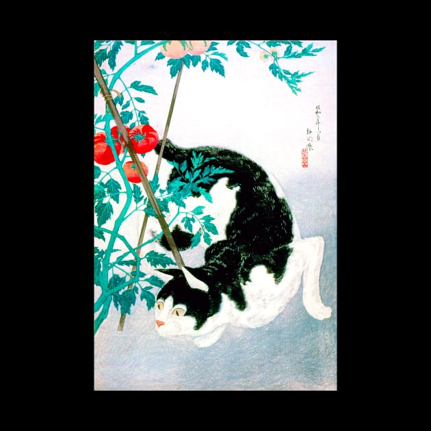 Cat with Tomato Plant, Japan 1931, Takahashi Shōtei by rocketshipretro