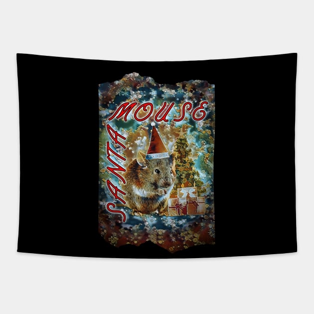 Santa Mouse Christmas tree gift Tapestry by UMF - Fwo Faces Frog