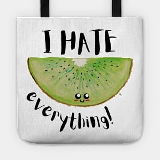 I Hate Everything, Kawaii Kiwi Slice - Sarcastic Cute Hater (white t-shirt) Tote