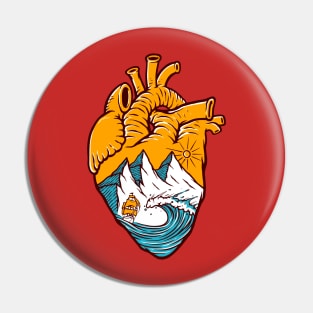 Sailing In Heart Illustration Pin