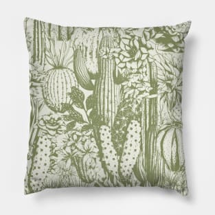 Cactus Vintage Boho Pattern Green Sage Pillow