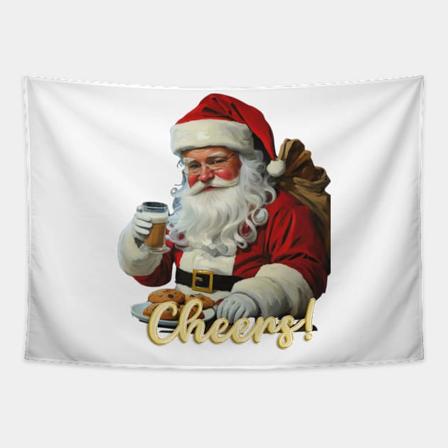 Santa Claus Cheers: Festive Holiday Tapestry by TeeandecorAuthentic