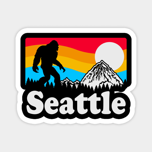 Bigfoot Sasquatch Retro Seattle Gifts Magnet by The WYLD Tribe
