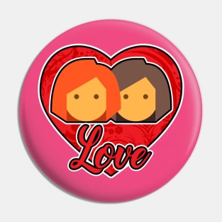 Valentines Day Lesbian Couple Pin