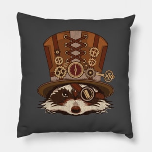 Steampunk Animal Raccoon Vintage Art Gift Pillow