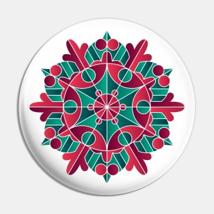 Poinsettia Mandala Snowflake Geometric Design Pin