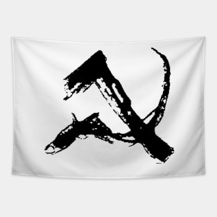 Dark and Gritty Hammer and Sickle Symbol Tapestry