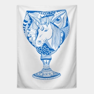 Blue Unicorn Goblet Tapestry