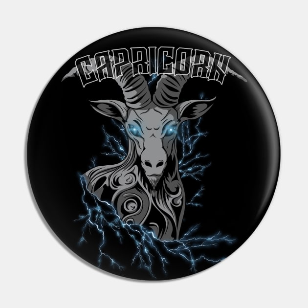 Lightning Capricorn (blue) Pin by RampArt