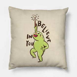 Cute Loveland Frogman Positive Affirmation I Believe In You Ohio Cryptid Creature Pillow