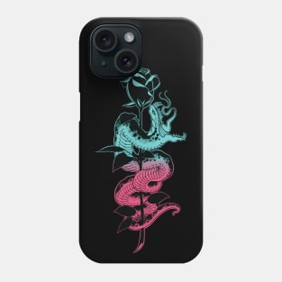 Snake and Rose teal / pink variant Phone Case