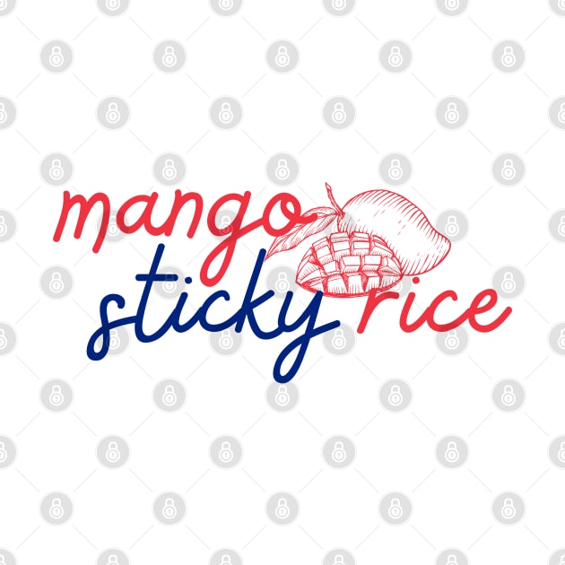 mango sticky rice - Thai red and blue - Flag color - with sketch by habibitravels