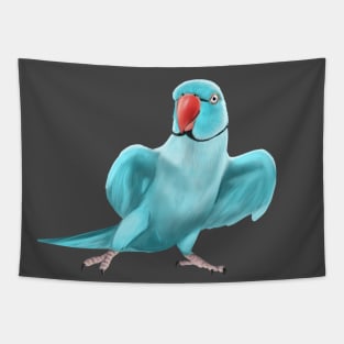 Blue Indian Ringneck Parrot Tapestry