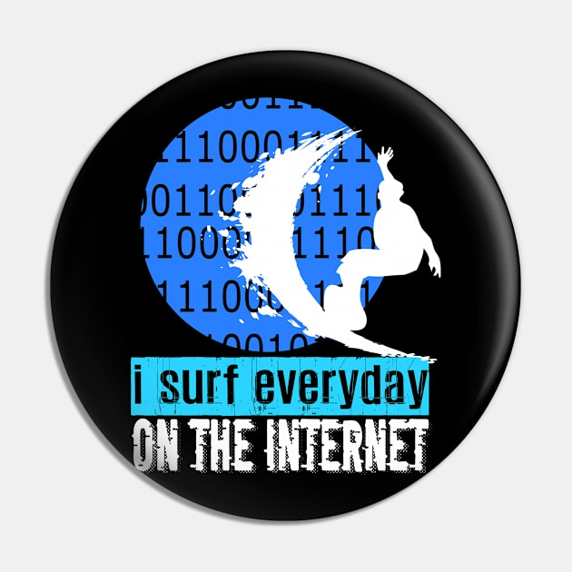 I Surf Everyday On The Internet Pin by jaml-12