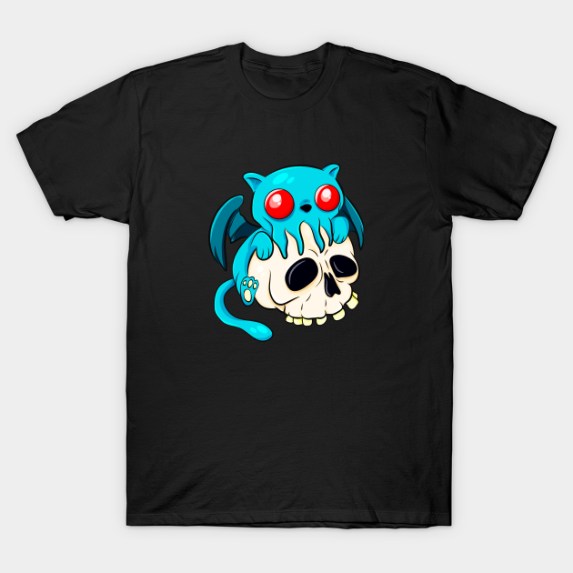 Cthulhu Cat Cute Kawaii Cathulhu Kitten Fun Skull - Creature - T-Shirt