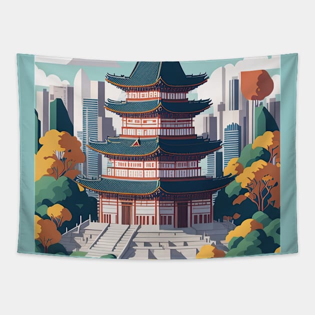 Gyeongbokgung Palace Tapestry by fleurdesignart