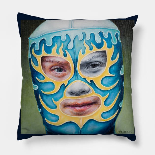 Greta: Wrestling Mask Portrait Pillow by Hello1964