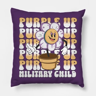 Military Kids - Purple-Up 2023 Holiday - Groovy Design Pillow