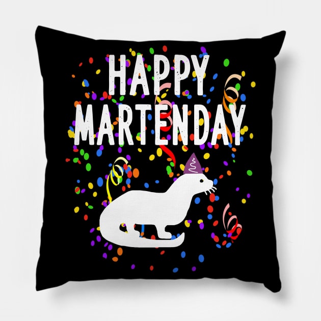 Happy Mardertag marten nocturnal pet animal Pillow by FindYourFavouriteDesign