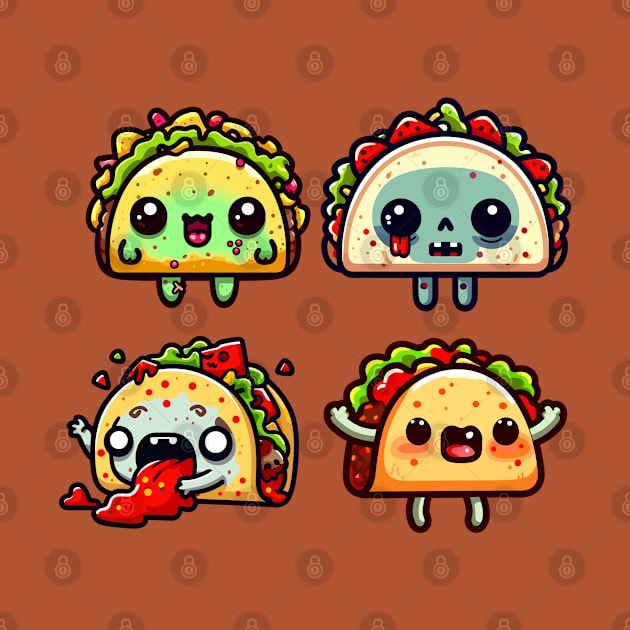 Funny Cute Kawaii Zombie Taco by hippohost