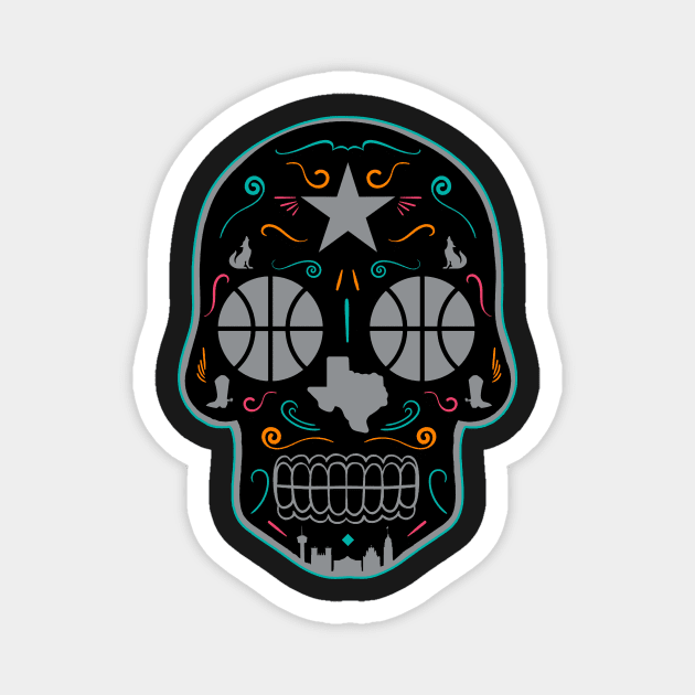 San Antonio Sugar Skull Magnet by StickyHenderson