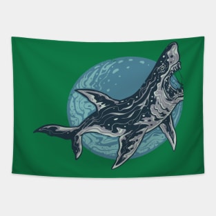 angry face blue shark Tapestry