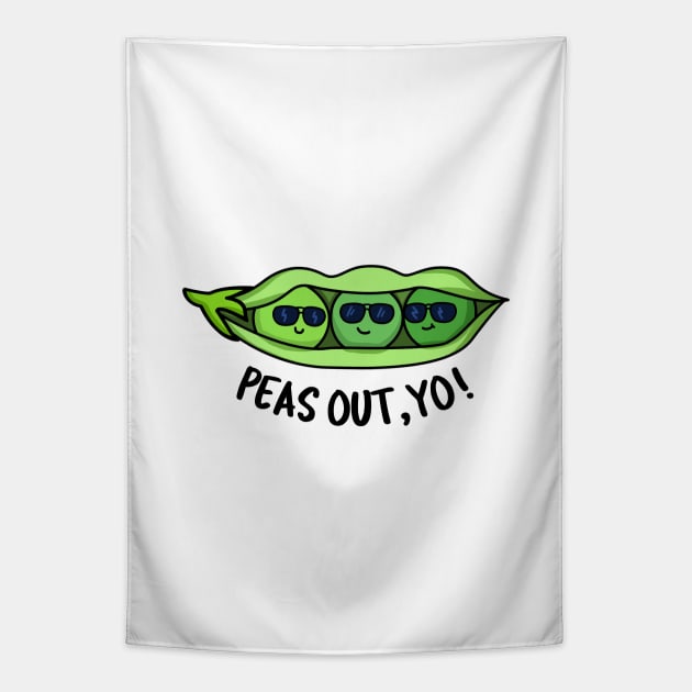 Peas Out Yo Cute Peas Peace Pun Tapestry by punnybone