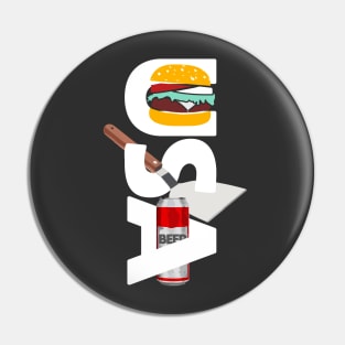 USA Map in White - Hamburger, Spatula, Beer Pin