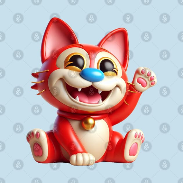 Stimpy Maneki Neko Lucky Cat by Tiger Mountain Design Co.