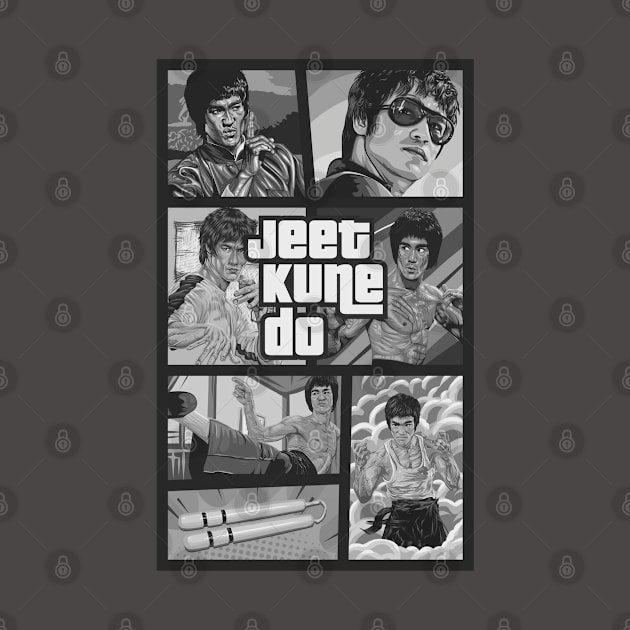 Bruce Lee GTA black and white by Millionaire Merch